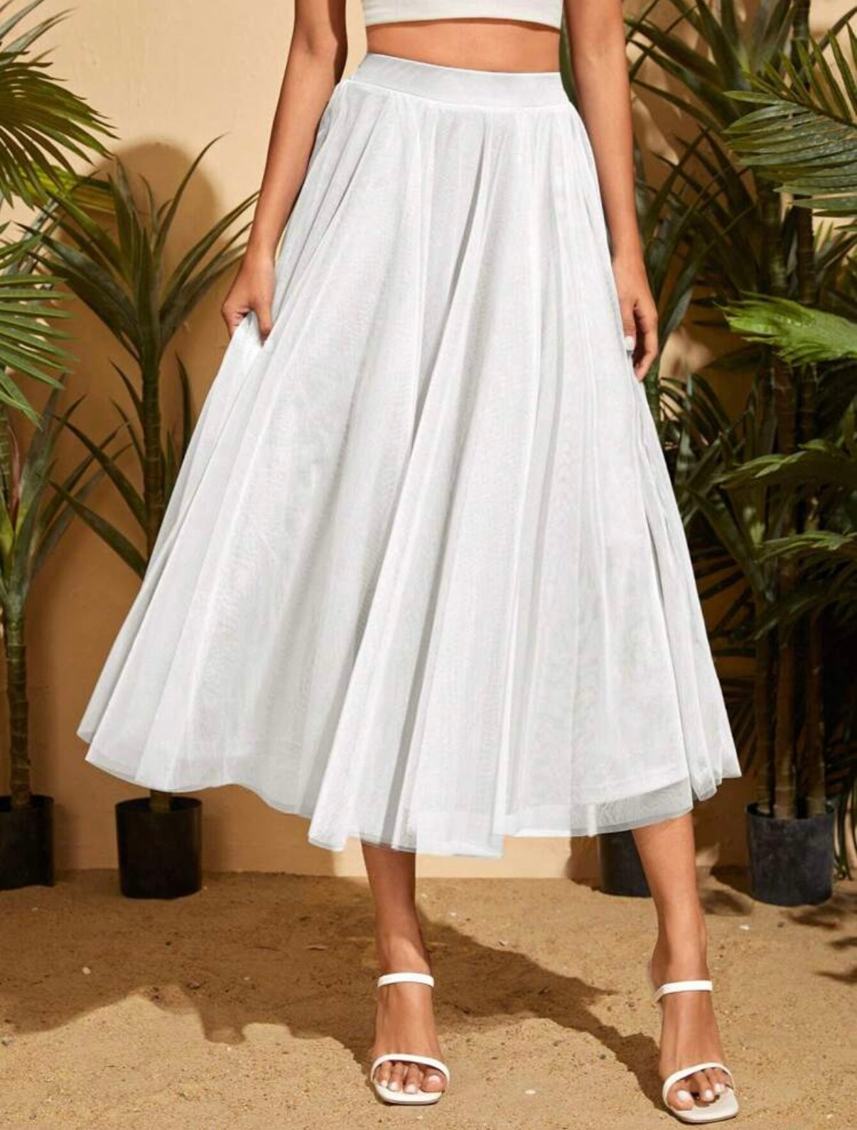 A-LINE LIFE - Mesh Overlay Skirt