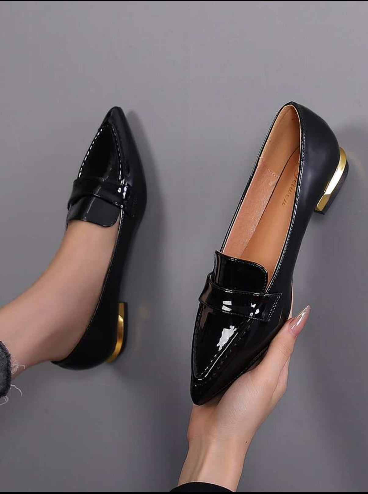 PATENT PERFECT- Black & Gold Pointe Loafers
