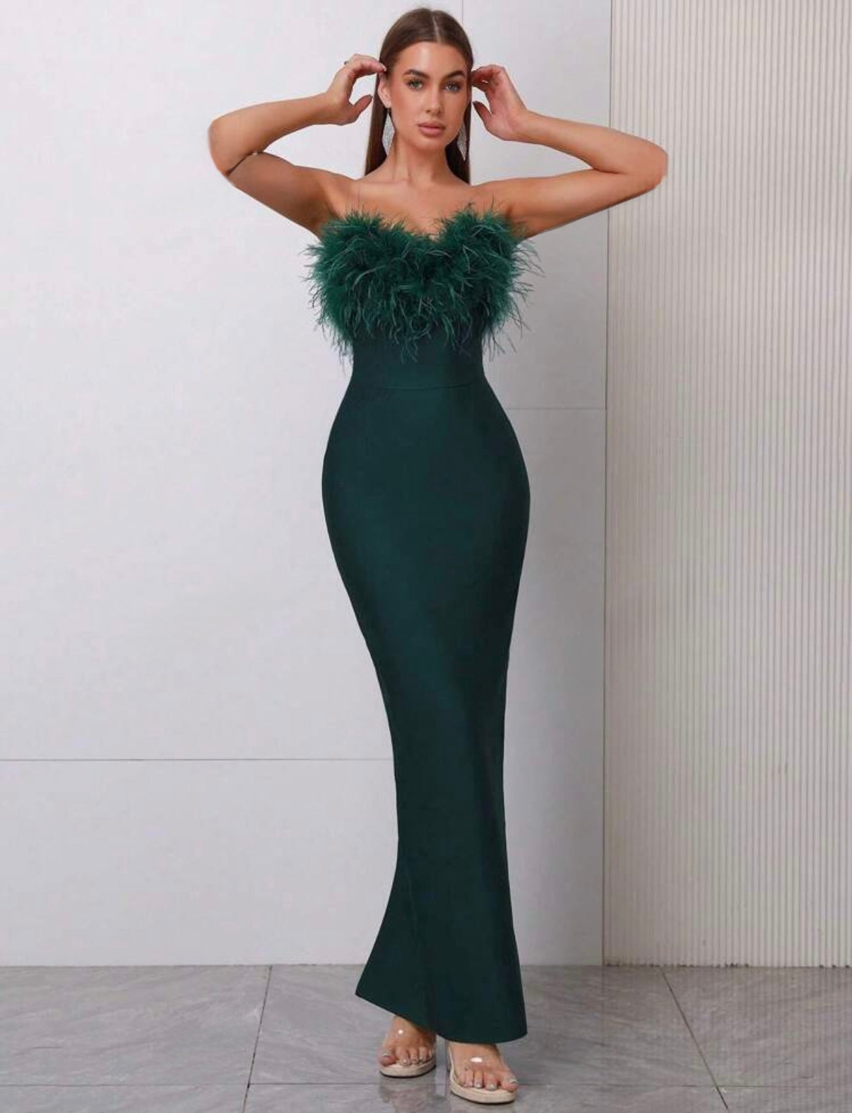 BE MINE - Feather Bandage Dress