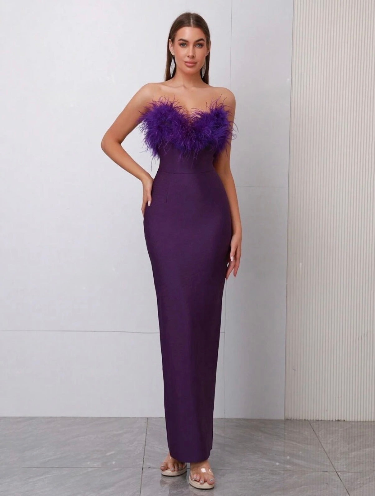BE MINE - Feather Bandage Dress