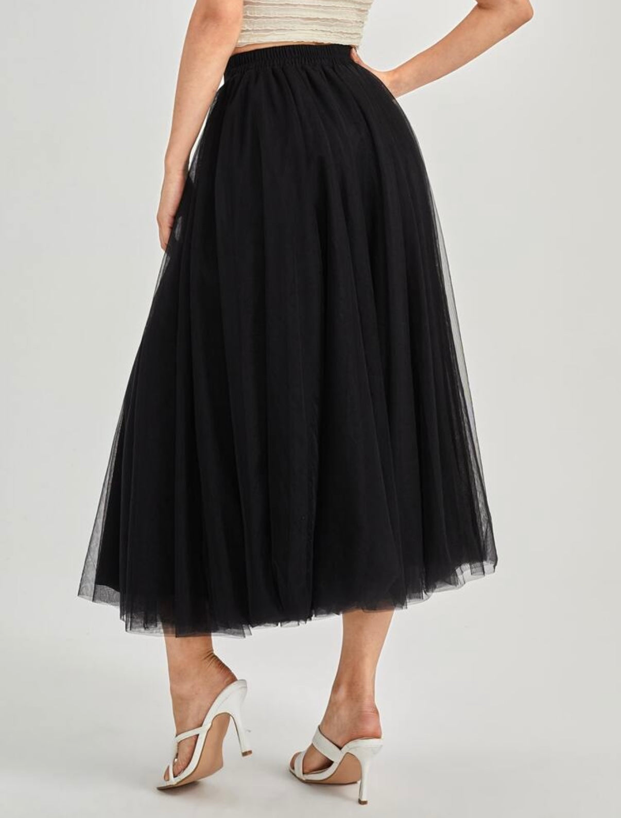 A-LINE LIFE - Mesh Overlay Skirt
